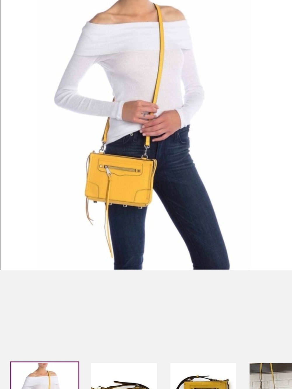 Rebecca Minkoff Regan Crossbody Purse Dandelion Yellow Pebbled Leather Mint! - Picture 4 of 13